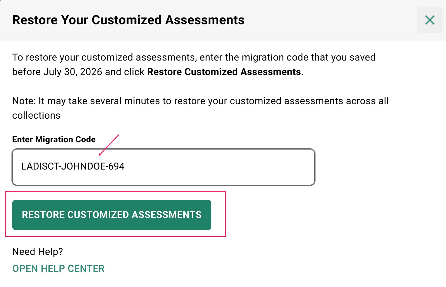 enter code and click Restore.jpg