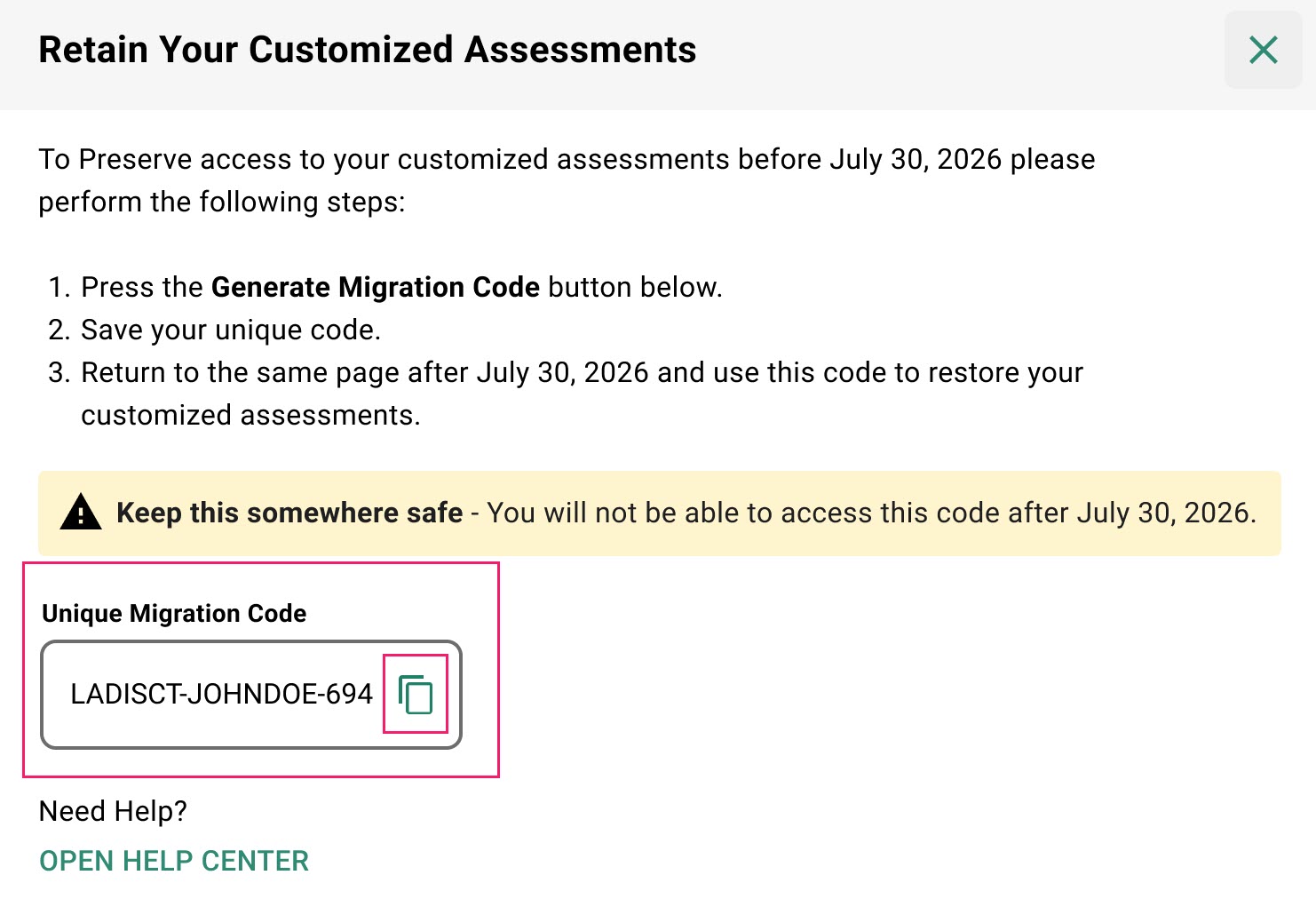 Copy unique migration code
