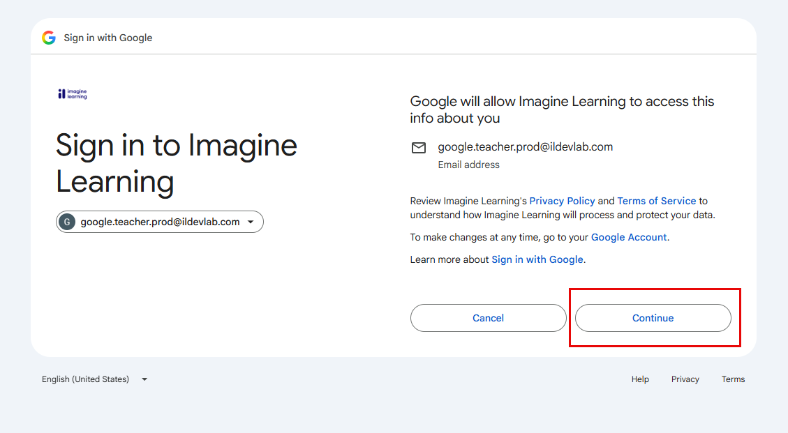 Google Classroom integration click Continue.png